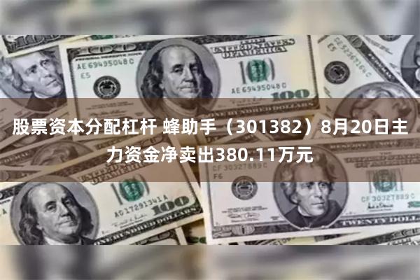 股票资本分配杠杆 蜂助手（301382）8月20日主力资金净卖出380.11万元