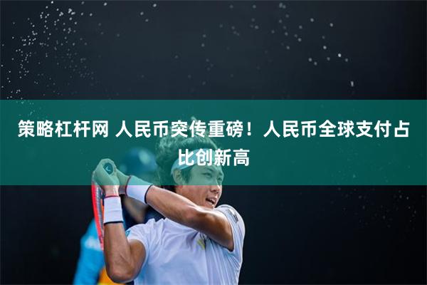 策略杠杆网 人民币突传重磅！人民币全球支付占比创新高