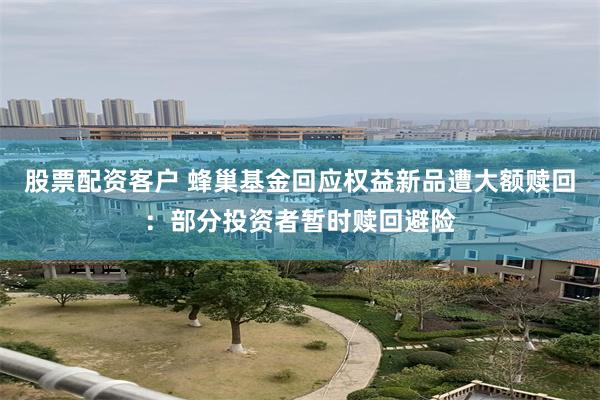 股票配资客户 蜂巢基金回应权益新品遭大额赎回：部分投资者暂时赎回避险